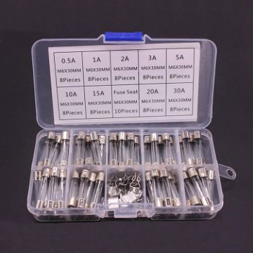 Picture of 72pcs/Box 6x30mm Glass Fuse 0.5A-30A Insurance Pipe/