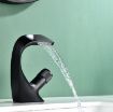 Black Basin Waterfall Faucet - Hot & Cold All-Copper - Bathroom Sanitary Ware - 7