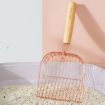 Picture of Large Solid Wood Handle Stainless Steel Metal Cat Litter Shovel (Rose Gold)