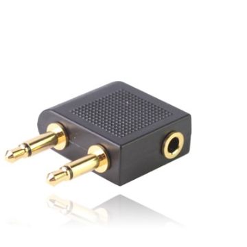 3.5mm Airplane Headphone Socket Adapter - Black - 1