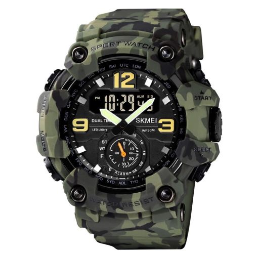 SKMEI 1637 Men's Sports Watch, Army Green Camouflage - 1