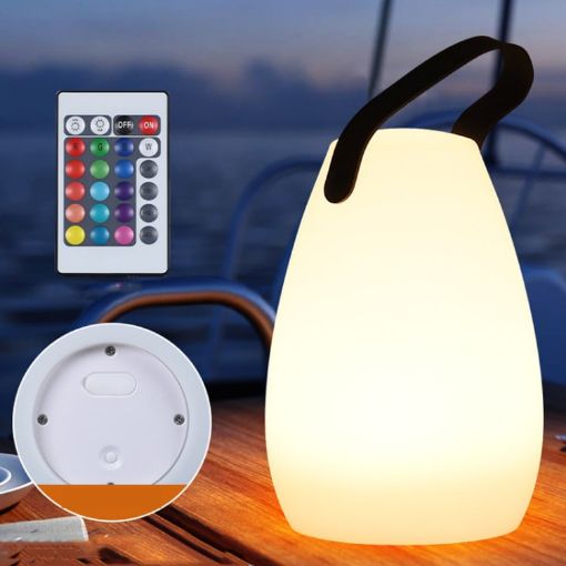 Picture of 16 Colors LED Night Light with Handle Hanging Lantern USB Rechargeable Table Lamp (Round)