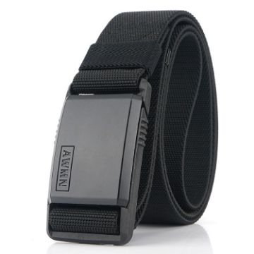 Picture of AWMN Metal Nylon Magnetic Buckle Fashion Casual Men Belt, Length: 125cm (Black Cap Black)