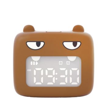 Picture of Cartoon Mini Smart Alarm Clock USB Rechargeable Children Bedside Fun With Sleeping Clock (Baby Bear Brown)