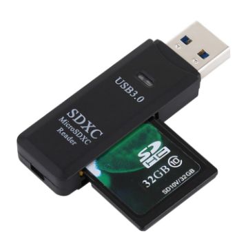 Picture of 2 in 1 USB 3.0 Card Reader, Super Speed 5Gbps, Support SD Card/TF Card (Black)