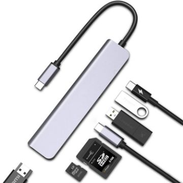 Picture of USB C Hub 7-in-1 USB C Multiport Adapter with HDMI 100W PD and SD/TF Card Reader