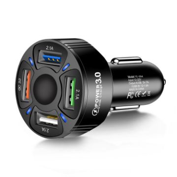 Picture of TE-094 4 in 1 Cigarette Lighter Conversion Plug Multi-function USB Car Fast Charger (Black)