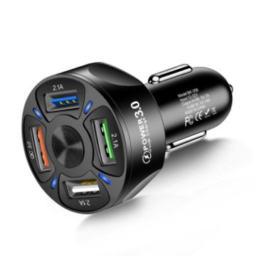 Picture of BK-358 3A QC3.0 4USB Car Charger One For Four Mobile Phone Car Charger (Black)