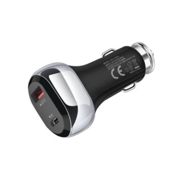 Picture of YSY-312PD PD 20W USB-C/Type-C + QC3.0 18W USB Interface 38W High-power Car Charger (Black)