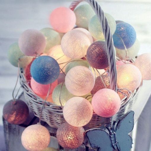 3M 20 LED Cotton Ball Light String Fairy Lights Outdoor Decoration EU Plug - 1