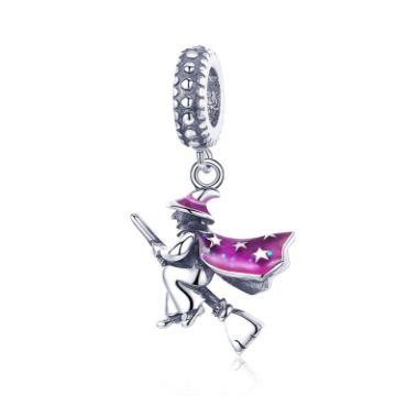 S925 Sterling Silver Witch Broom Pendant Bracelet Accessories - 1