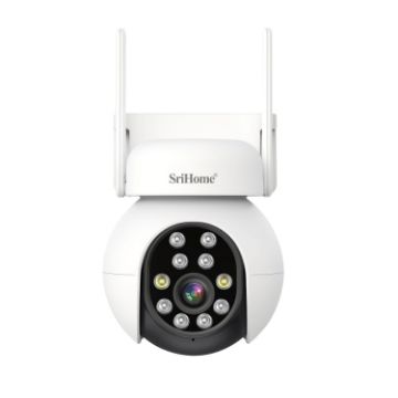 Picture of SriHome SH052B Wifi 5MP Wireless PTZ IP AI Auto Tracking Sound&Light Alarm Starlight Color Night Vision Outdoors Surveillance Camera, Plug: EU