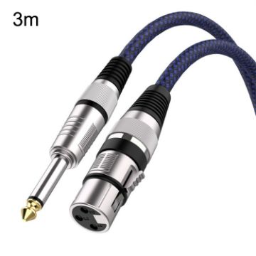 Picture of 3m Blue and Black Net TRS 6.35mm Male To Caron Female Microphone XLR Balance Cable