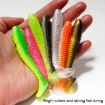 Picture of 50pcs Threaded T-Tail Two Color Soft Baits Lures, Size: 5.5cm (Pink)