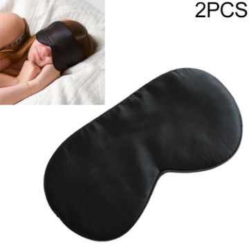 Picture of 2 PCS Pure Silk Sleep Rest Eye Mask Padded Shade Cover Travel Relax Aid Blindfolds (Black)