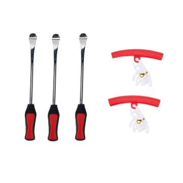 Picture of 5 in 1 Car/Motorcycle Tire Repair Tool Spoon Tire Spoons Lever Tire Changing Tools with Red Tyre Protector