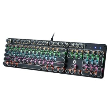 Picture of MSEZ HJK900-7 104-keys Electroplated Transparent Character Punk Keycap Colorful Backlit Wired Mechanical Gaming Keyboard (Black)