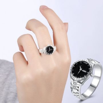 Creative Diamond Dial Quartz Watch Rings Size 7 - 1