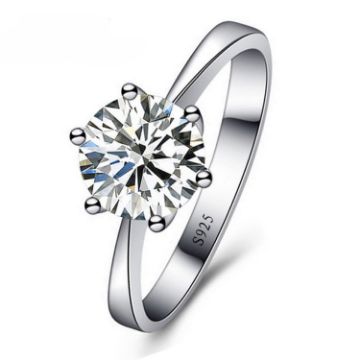 Women's CZ Crystal Wedding Engagement Ring Size 7 - 1