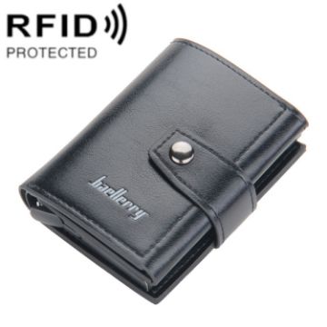 Picture of Baellerry RFID Anti-Theft Automatic Pop-Up Card Wallet Buckle Metal Aluminum Shell Card Holder (Black)