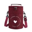 Picture of Round Lunch Bag Insulated Lunch Box Foldable & Portable Lunch Tote M (Wine Red)