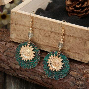 Bohemian Sunflower Earrings - Vintage Style - 1