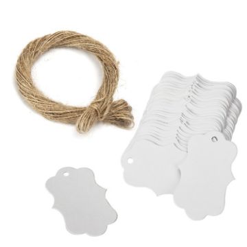 Picture of Gift Packaging Tag With Twine (100pcs/Pack White)