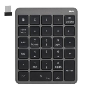 Picture of KN-980 28 Keys Portable Wireless Digital Quiet Keypad Computer External Digital Password Keypad (Gray)