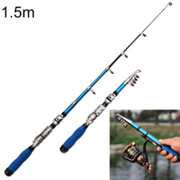 Picture of 32cm Portable Telescopic Sea Fishing Rod Mini Fishing Pole, Extended Length : 1.5m, Blue Clip Reel Seat
