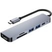 Picture of AD-033 6 In 1 USB-C/Type-C To 4K HDMI + SD/TF Card Slot + PD USB-C/Type-C Charging + 2 USB 3.0 Ports Multifunctional HUB Docking Station