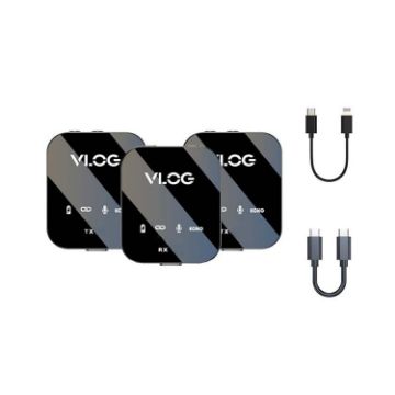 Picture of M18 Wireless Microphone Collar Clip Recording Equipment, Style: 1 In 2 Type-C+8Pin