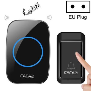 Picture of CACAZI A10G One Button One Receivers Self-Powered Wireless Home Cordless Bell, EU Plug (Black)