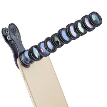 APEXEL APL-DG10 Lens Kit for iPhone Samsung Huawei Xiaomi - Macro Wide-angle Fisheye Telephoto CPL Filter Star Filter - 1