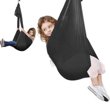Picture of Kids Elastic Hammock Indoor Outdoor Swing, Size: 1.5x2.8m (Black)