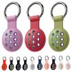 Picture of 2 PCS Contrast Color Perforated Silicone Case for AirTag Tracker (Black Colorful 12)