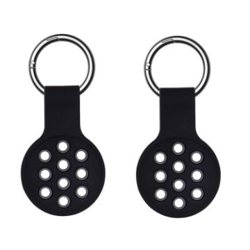 Picture of 2 PCS Contrast Color Perforated Silicone Case for AirTag Tracker (Black Gray 02)