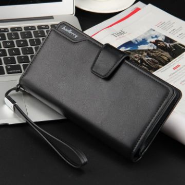 Picture of Baellerry Casual Wallet Long Clutch Tri-fold Wallet Multifunctional Phone Bag For Men (Black)