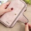 Picture of B821 Ladies Frosted Coin Purse PU Leather Clutch Multi-Purpose Long Wallet Large Capacity Card Case (Brown)