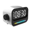 Picture of 15W 3-In-1 Ambient Light Digital Display Clock Bluetooth Speaker Magnetic Wireless Charger (White)