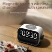 Picture of 15W 3-In-1 Ambient Light Digital Display Clock Bluetooth Speaker Magnetic Wireless Charger (White)