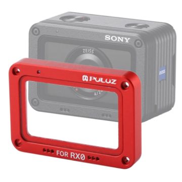 Picture of PULUZ Aluminum Alloy Flame + Tempered Glass Lens Protector for Sony RX0/RX0 II, with Screws and Screwdrivers (Red)