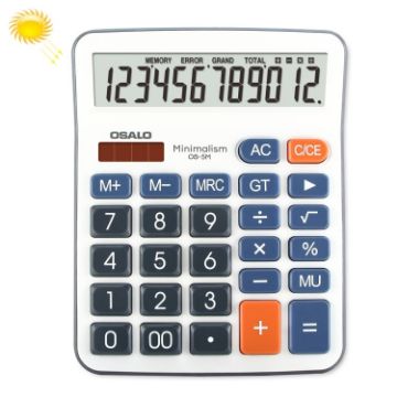 Picture of OSALO OS-5M 12 Digits Desktop Calculator Solar Energy Dual Power Calculator