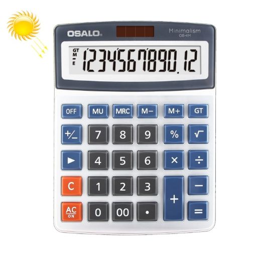 Picture of OSALO OS-4M 12 Digits Desktop Calculator Solar Energy Dual Power Calculator