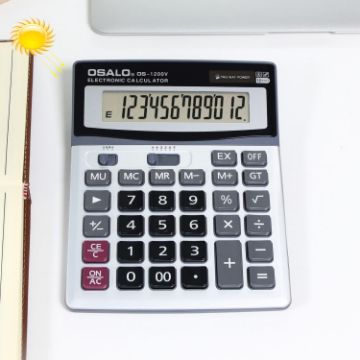 Picture of OSALO OS-1200V 12 Digits Desktop Calculator Solar Energy Dual Power Calculator