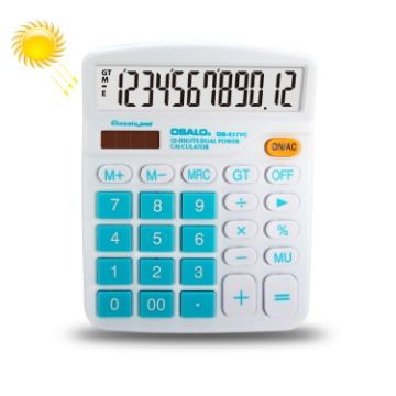 Picture of OSALO OS-837VC 12 Digits Colorful Desktop Calculator Solar Energy Dual Power Calculator (Blue)