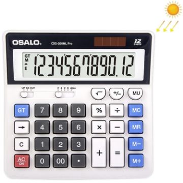 Picture of OSALO 12 Digits Desktop Calculator Solar Energy Dual Power Calculator (OS-200ml Pro)