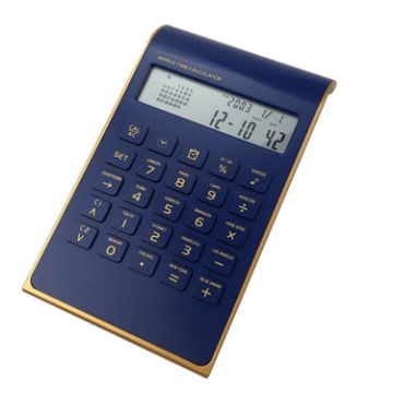 Picture of Ultra-Thin Gold Frame Solar Dual Power Arithmetic Calculator (Blue)