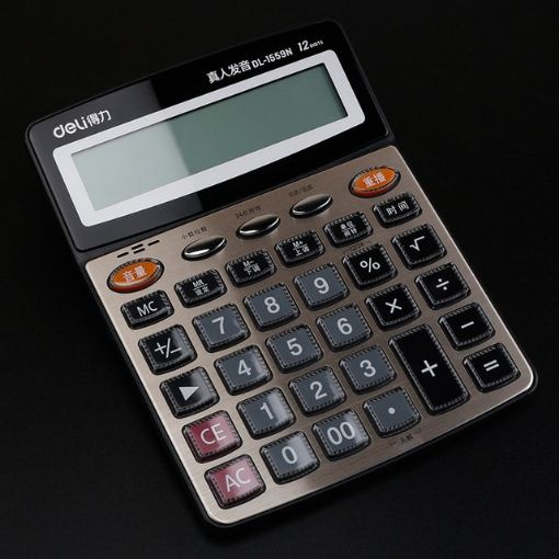 Deli 1559N Live Voice Calculator - Multifunctional Office Finance Calculator - 1