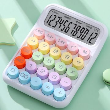 Picture of 12-Bit Dopamine Flex Keyboard Calculator Candy Color Office Student Calculator (Moonlight White)