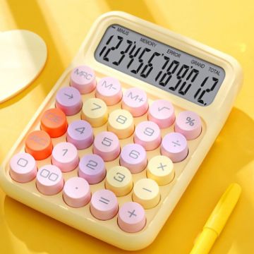 Picture of 12-Bit Dopamine Flex Keyboard Calculator Candy Color Office Student Calculator (Lemon Yellow)